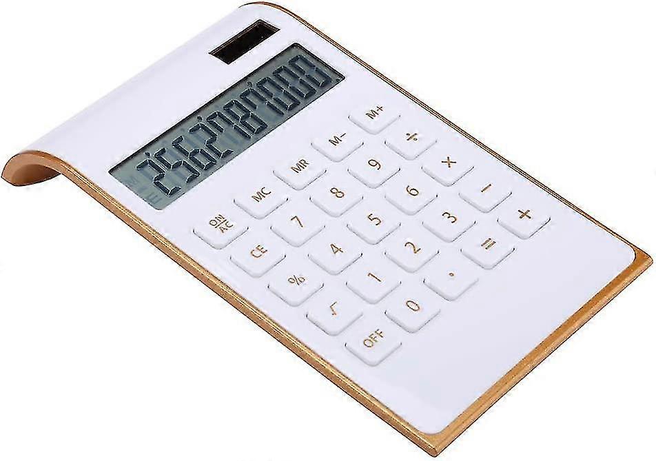 Calculator, 10 Digits Solar Battery Basic, Dual Powered (white)
