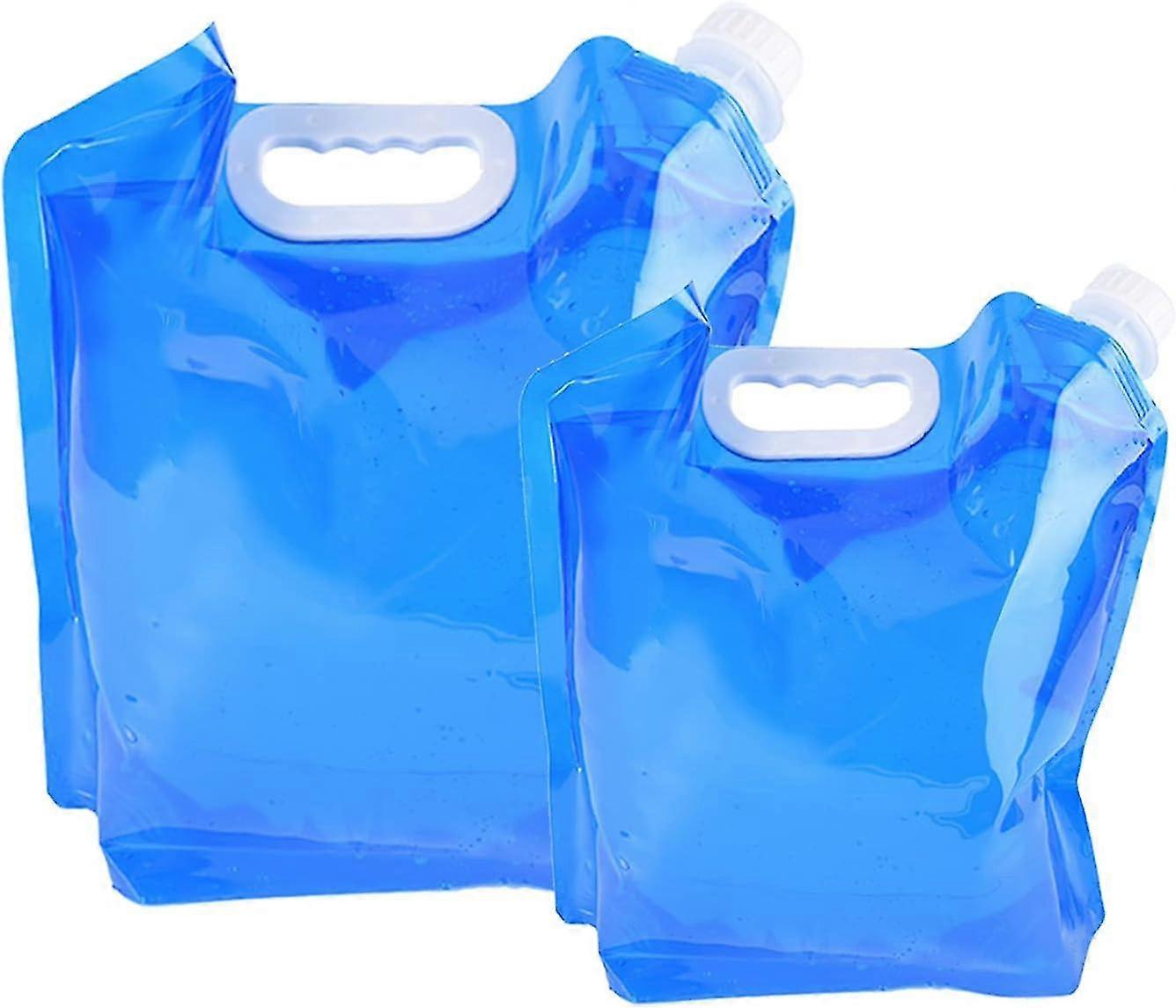 Set Of 2 Foldable And Portable Drinking Water Canisters (5 L + 10 L) Suitable For Hiking, Camping, Picnic, Traveling, Barbecue