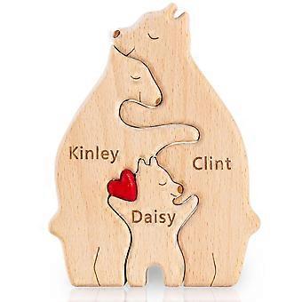 Personalized Wooden Bear Puzzle,Wooden Jigsaw Sculpture, Personalized Gift for Dad, Father's Day, Birthday -GSL