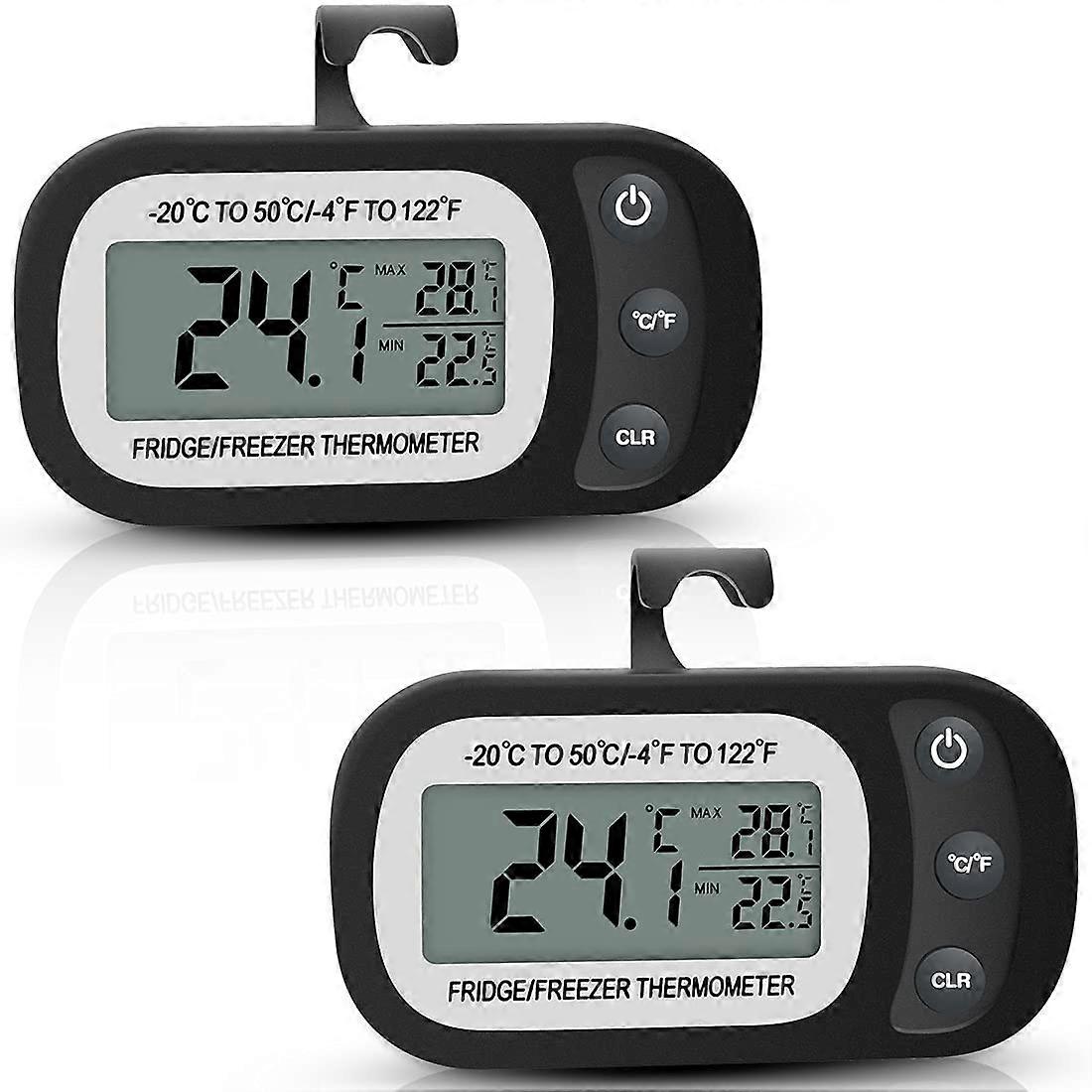 Fridge Thermometer Digital Freezer Room Temperaturer Meters with LCD Display for Kitchen, Home, RestaurantsBlack