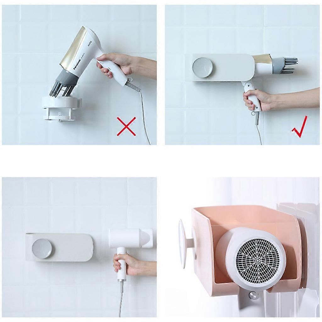 1pc Multi-Functional Wall Hanging Hair Dryer Bracket with Plug Hook and Storage Rack main image 1