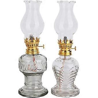 Lâmpadas de óleo vintage para uso interno (conjunto de 2,8 polegadas de altura lâmpada de querosene com vidro furacão, lanterna rústica de querosene para iluminação de emergência doméstica, tablet