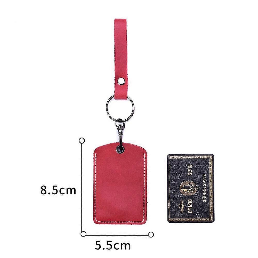 Genuine Leather Key Holder Bank Card Pocket Mini Bus Card Key Pouch Slim Housekeeper Key Access Entrance Guard Card Protecter