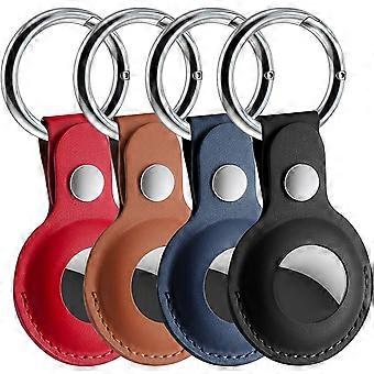 Airtag-Hülle aus Leder für Apple AirTag, Schlüsselanhänger-AirTags-Hülle mit Anti-Lost-Schlüsselring, [4er-PACK]