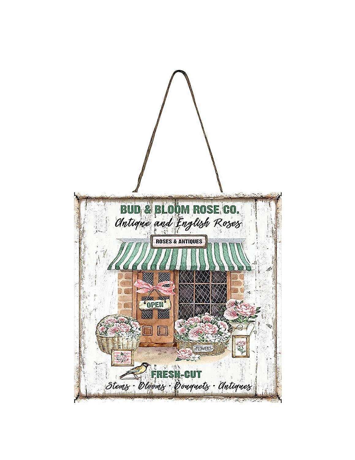 Bud and Bloom Rose Co Mini Letrero 5" x 5"