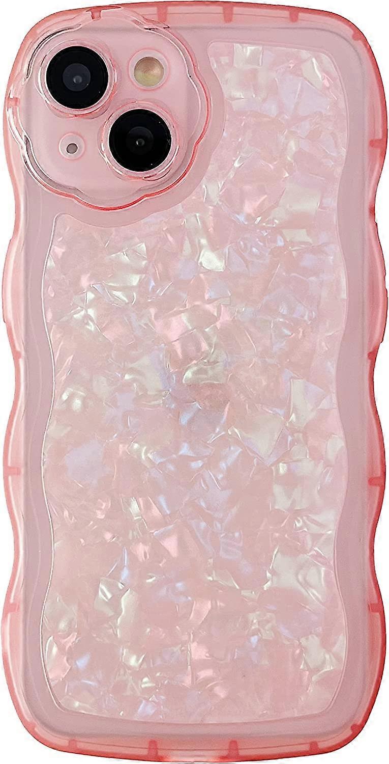 Glitter Shell Pattern Bling Sparkling Curly Wave Frame Clear Soft Compatibile con iPhone Case (Verde, iPhone 13 Pro)