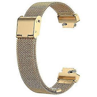 For Fitbit Inspire 3 Stainless Steel Fine Mesh Strap Replacement Smart Watch Band with Buckle-Gold XH