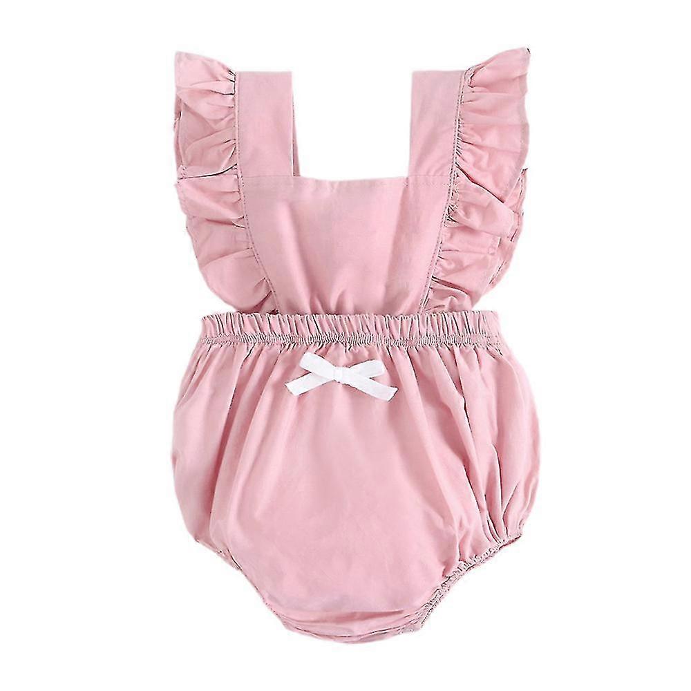 Nyfödd flicka Romper Plain Jumpsuit Spädbarn Sommarkläder