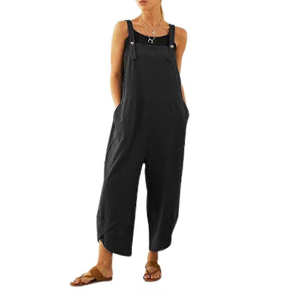 Womens Plain Dungarees Overalls Bottoms Playsuits Trouser Casual Jumpsuit Plus Size