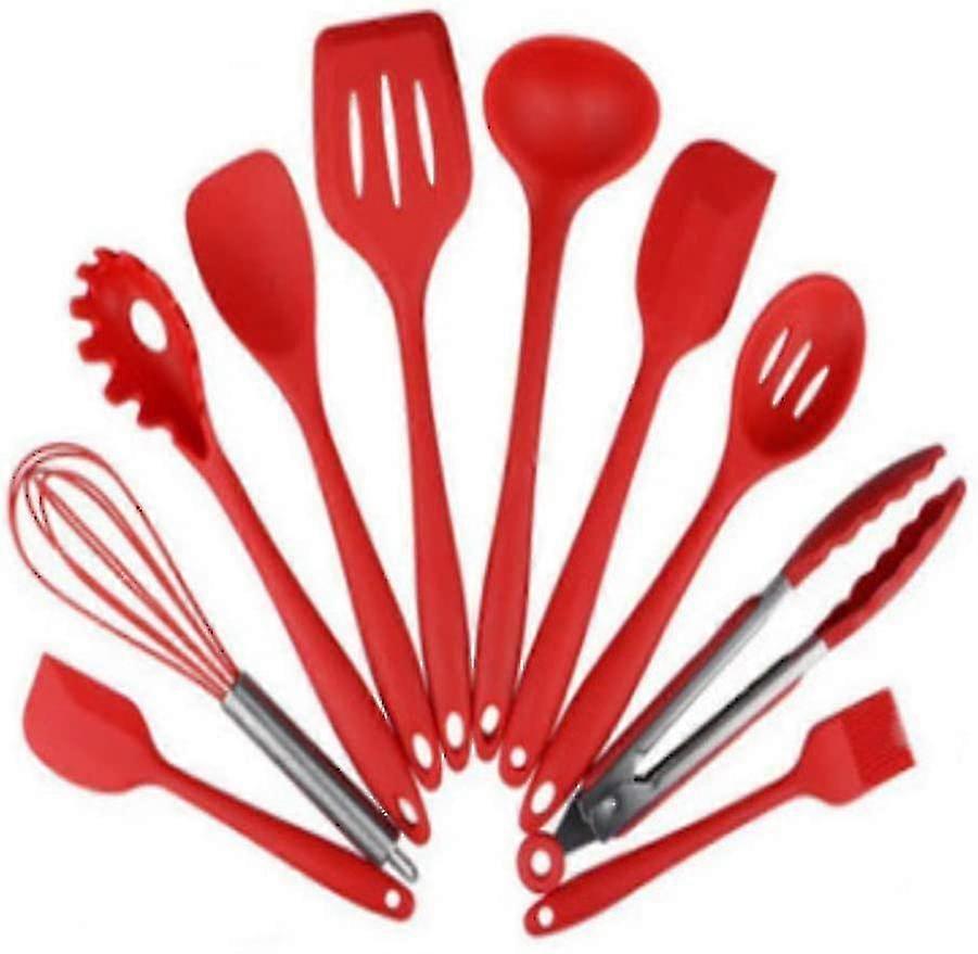 10 Pack Ant Silic Kit Utensils Non-stick (red)
