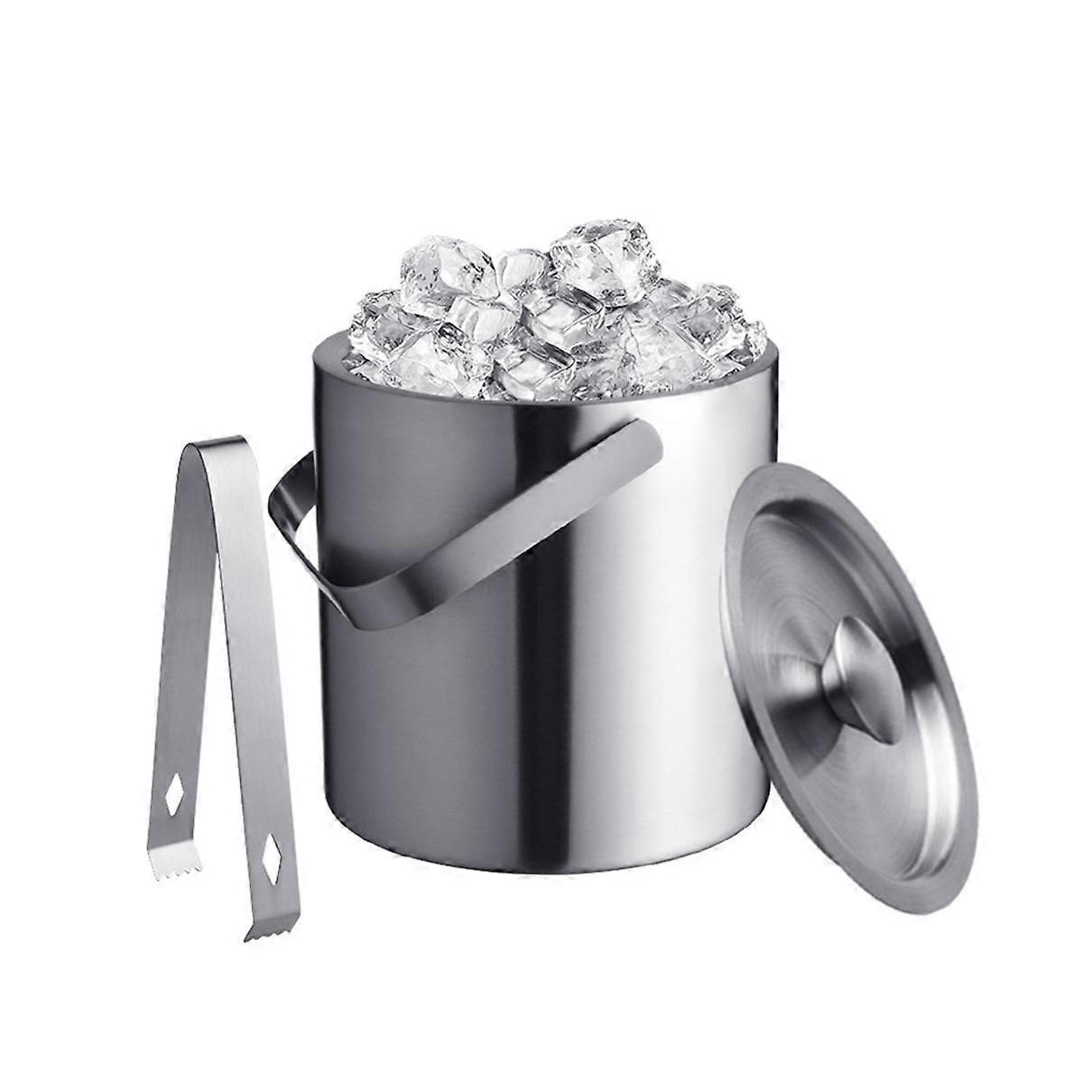 Ice Bucket, Double Stainless Steel Ice Bucket, Suitable for Parties and Bars.