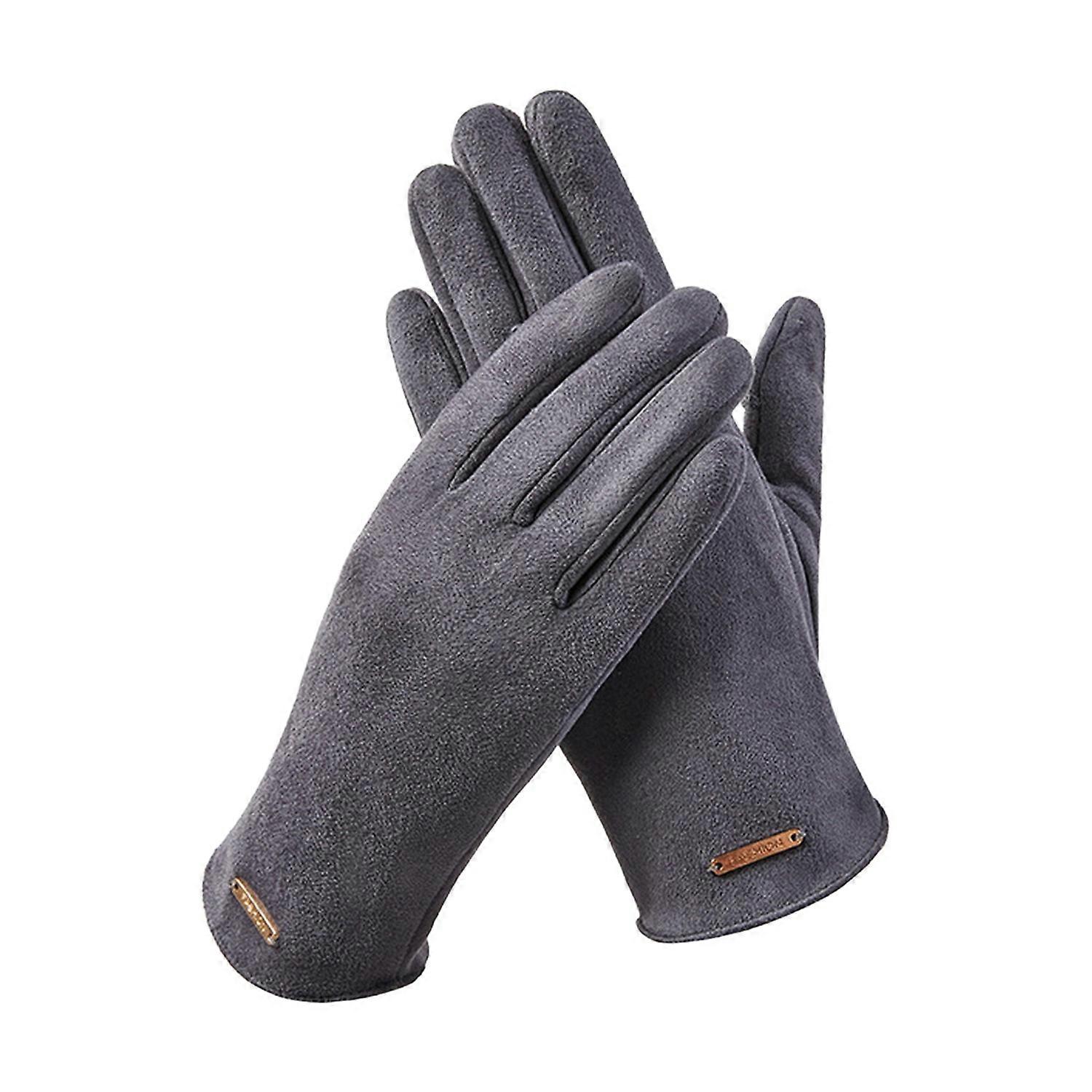 1 Pair Winter Padded Warm Gloves Solid Color Touch Screen Design Windproof Wear Resistant Riding Ski