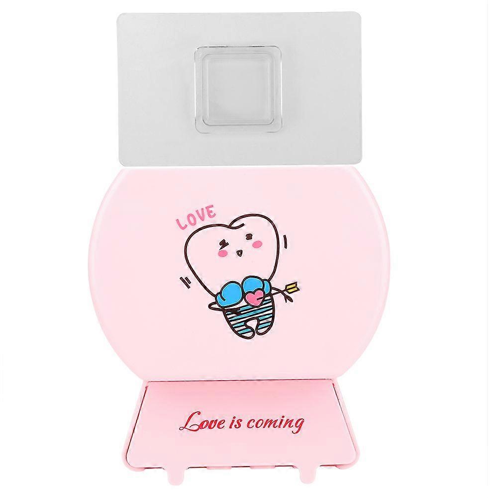 Multifunctional  Wall Mounted Toothbrush Holder Toothpaste Holder No Drilling Needed(Pink)