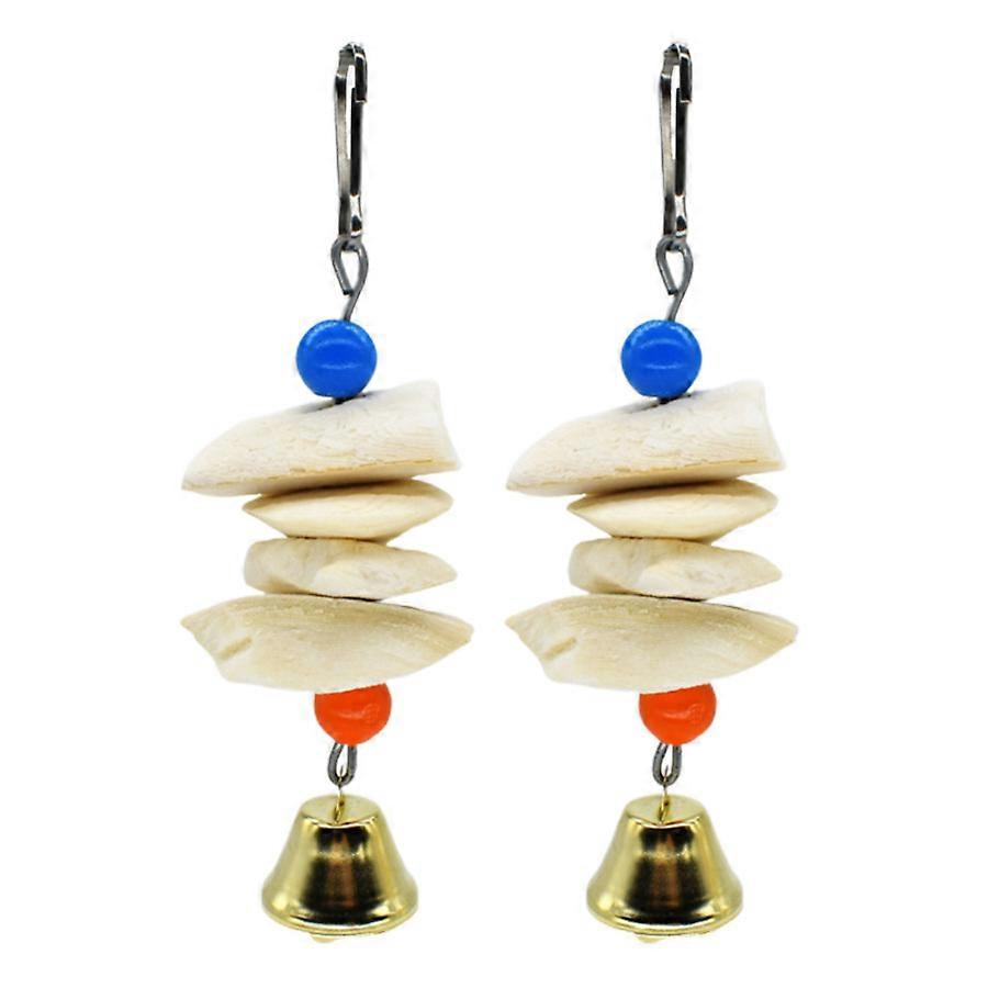 2PCSバードチューおもちゃケージハンギングカトルボーンと木製ビーズ