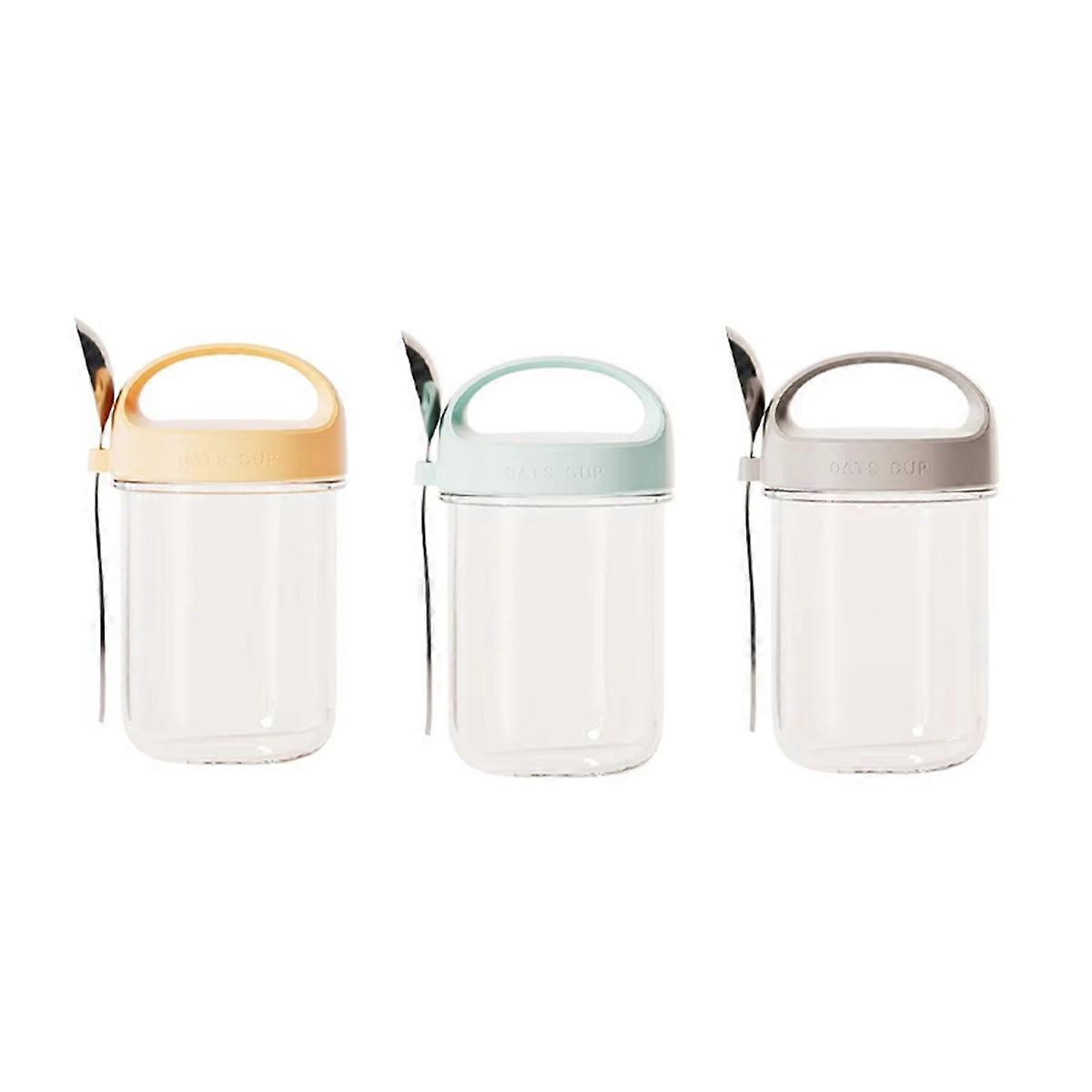 Portable Breakfast Cup with Spoon - Food Grade Oatmeal Yogurt Salad Cup, Sealable Lid, Easy Clean, Ideal for Milkshakes