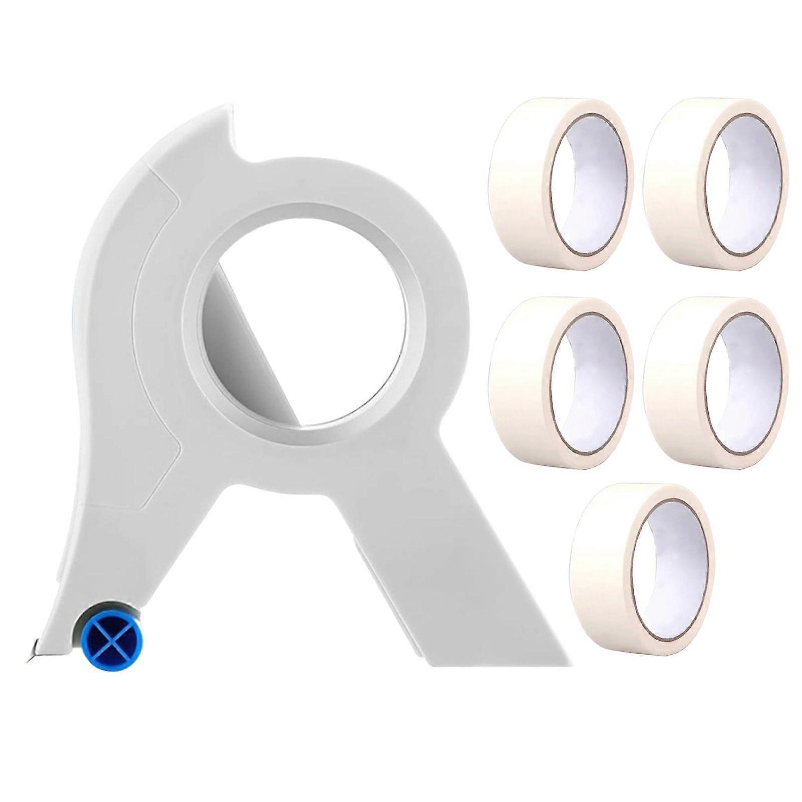 Masking Tape Dispenser with 5 Rolls Tape Painting Packaging Tape Cutter Ergonomic Handle Labeling Tape Dispensing Device Portable Cutting Tools