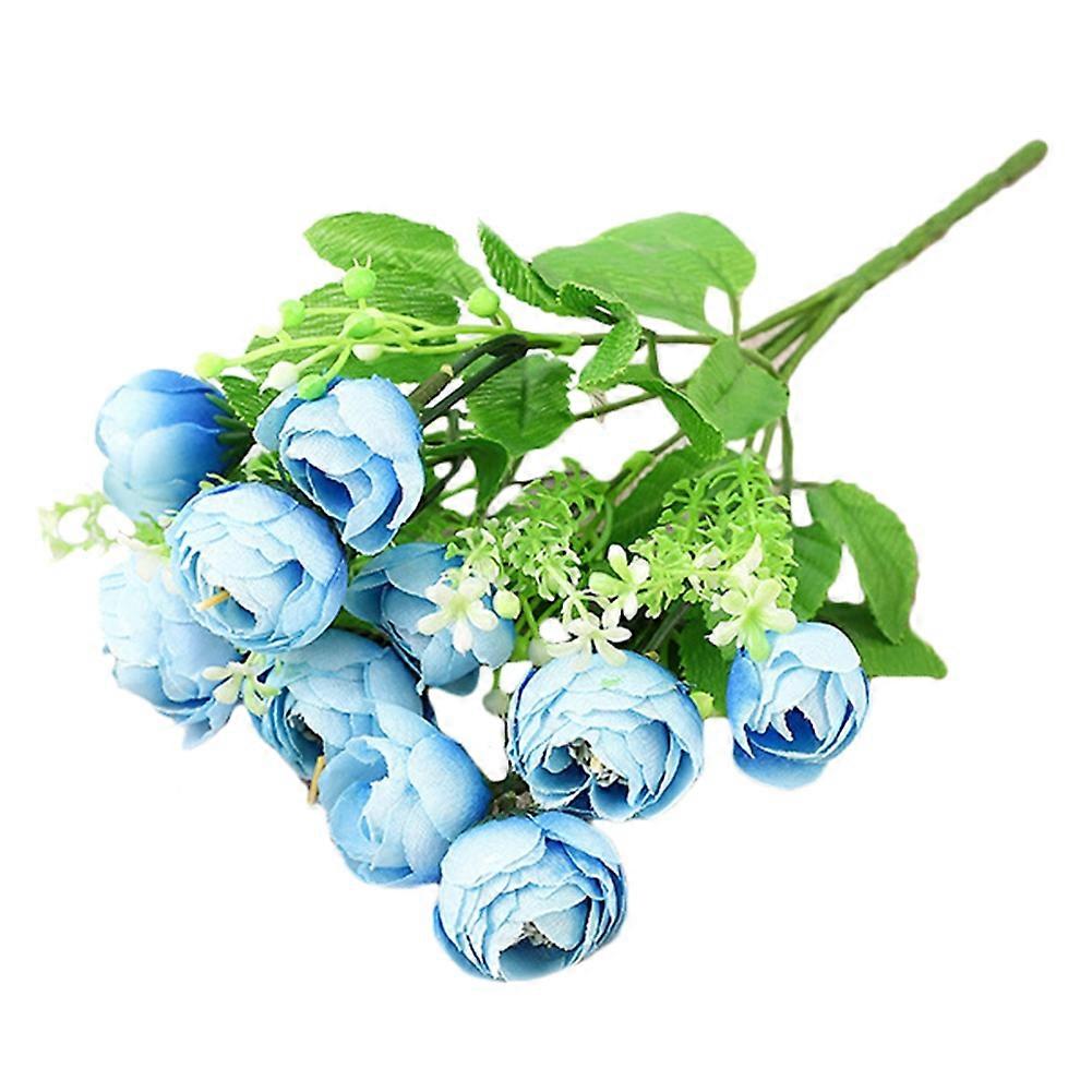 Artificial Camellia Flower Simulation Flower Bouquet For Home Decoration(Blue)