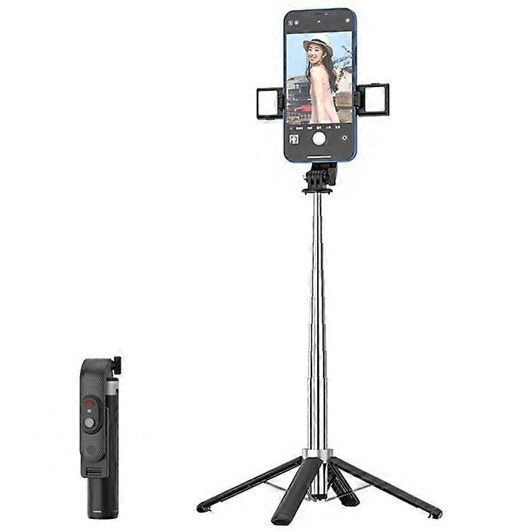 Phone Holder Bluetooth Selfie Stick Extendable Four-Leg Floor Stand with 2 Fill Lights