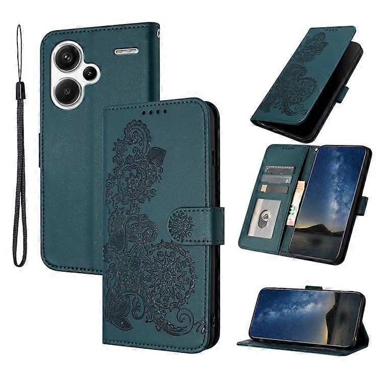 YX0050 Compatible For Xiaomi Redmi Note 13 Pro+ 5G Wallet Phone Case Flower Pattern Imprinted Leather Flip Cover
