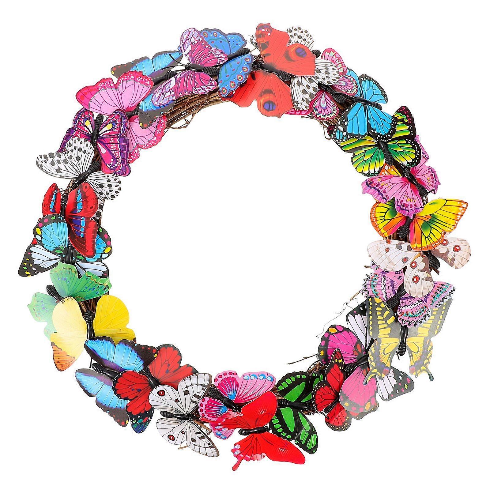 Decorative Butterflies Hanging Wreath Front Door Wreath Artificial Spring Wreath