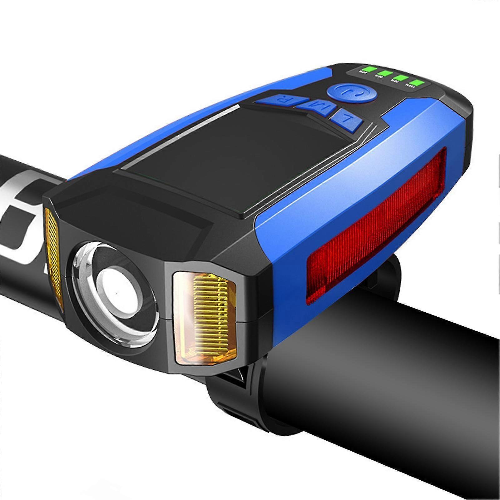 Bicycle Front Light Flashlight Cycling Headlight With Horn/speedometer(Blue)
