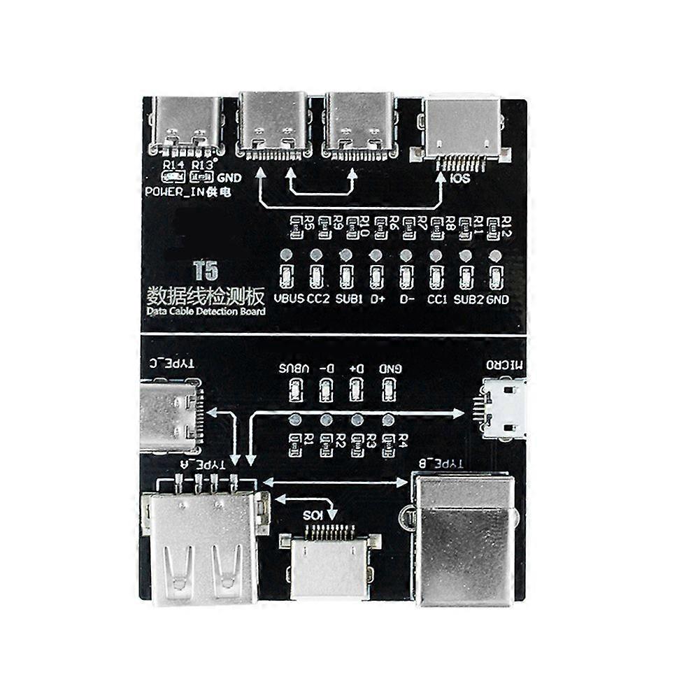 T5 on-Off Data Cable Detection Board for Android Fast Charging/Type-C/Micro-USB Cable Abnormal Testing Rapid Detector