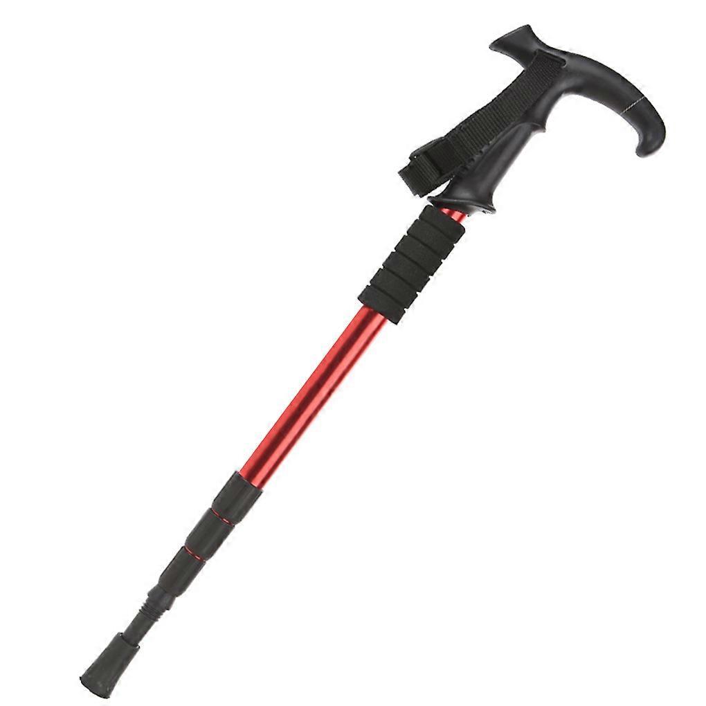 T Handle Telescopic Trekking Poles Non-slip Hiking Sugarcane Trekking Super Light 4-Section Aluminum Alloy Walking Tools for Outdoor Work