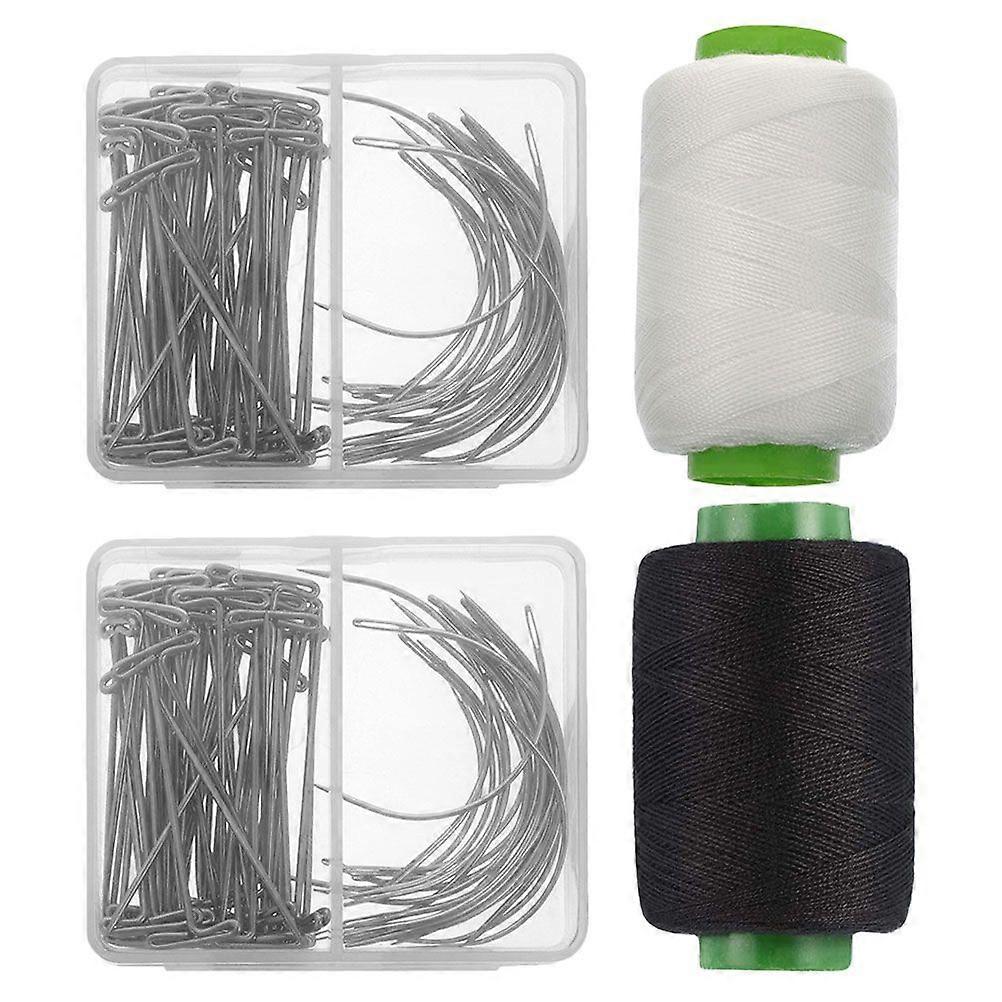 2 Sets Wig T-Type Pin C Type Needles and Threads Wig Fixing Making Accessories