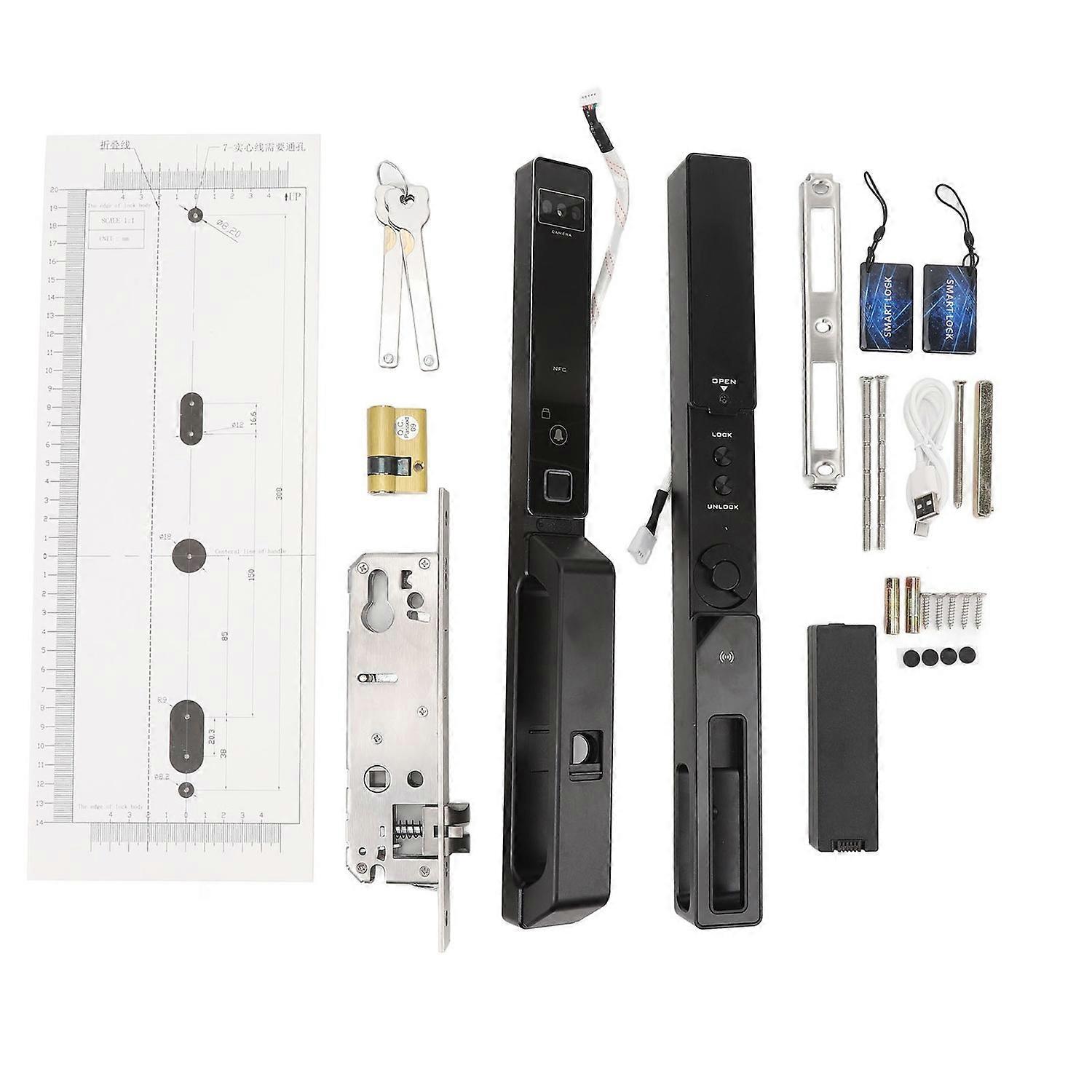 3D Face Recognition Door Lock Smart Keyless Entry Fingerprint ID Card APP Remote Control Keypad Door
