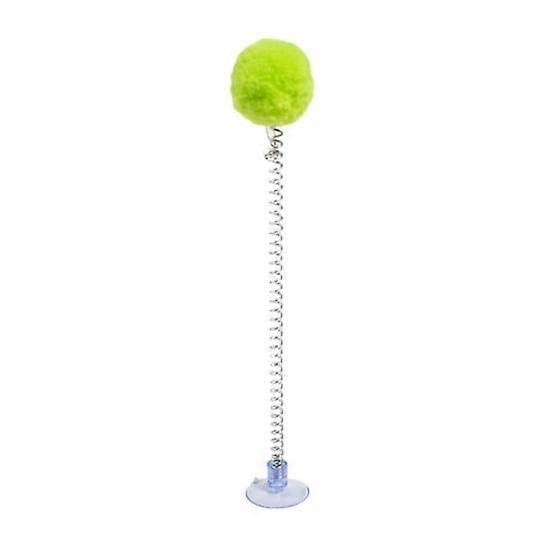 Spring-type Cat Teaser with Plush Ball Suction Cup Bottom Wand Toy Cat Stick with Bell Head Entertainments for Indoor Cats