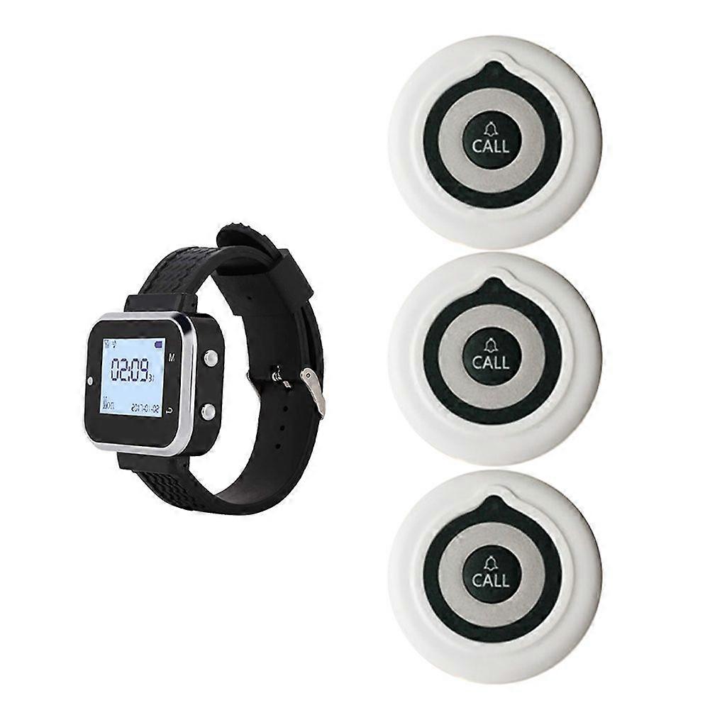 Wireless Watch Calling System Service 3Call Button Transmitters 1Wrist Watch Pager for Restaurant H