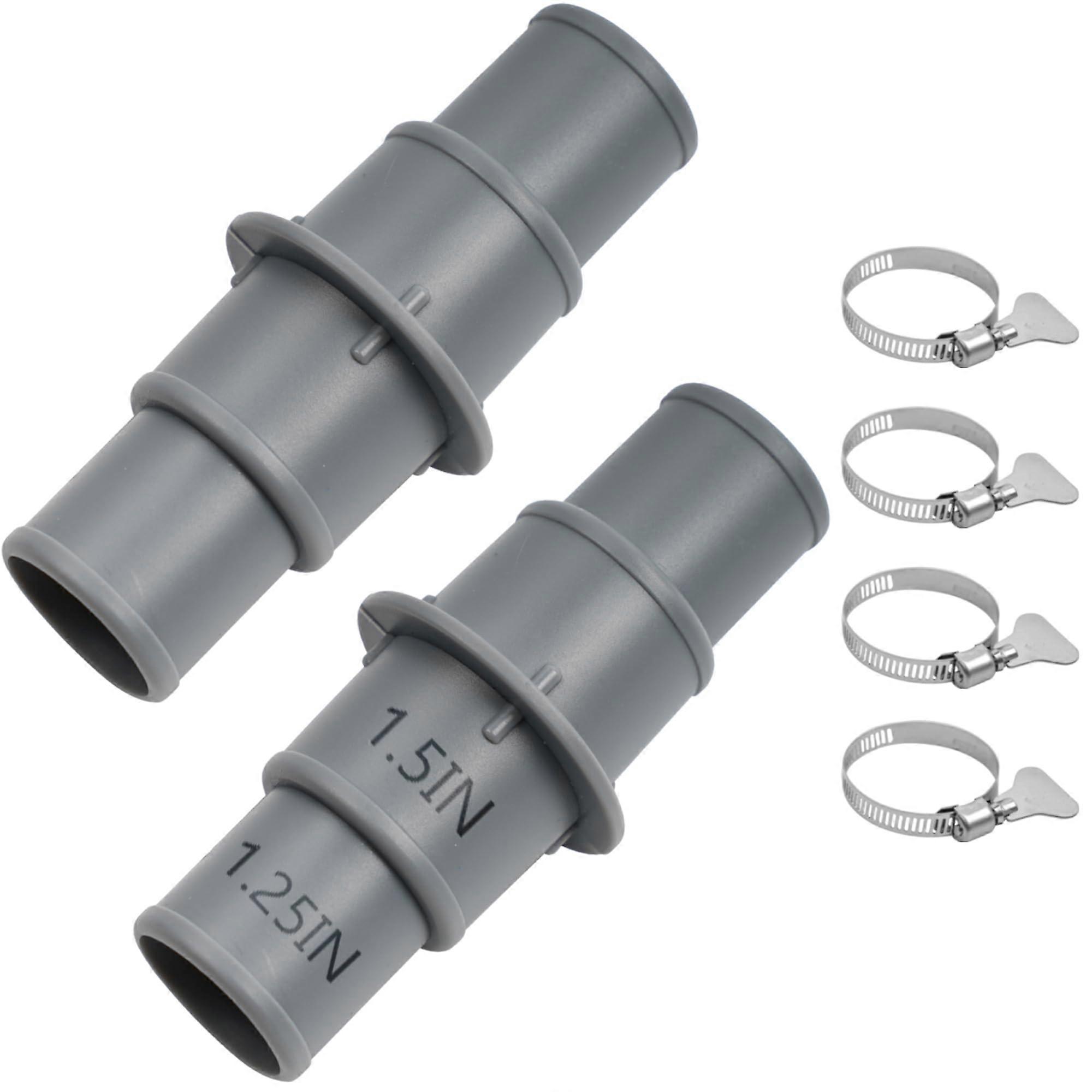 2 Pack Pool Hose Adapter Compatible with Standard 1.5 Inch Hoses, Durable Plastic, Easy Installation, Black