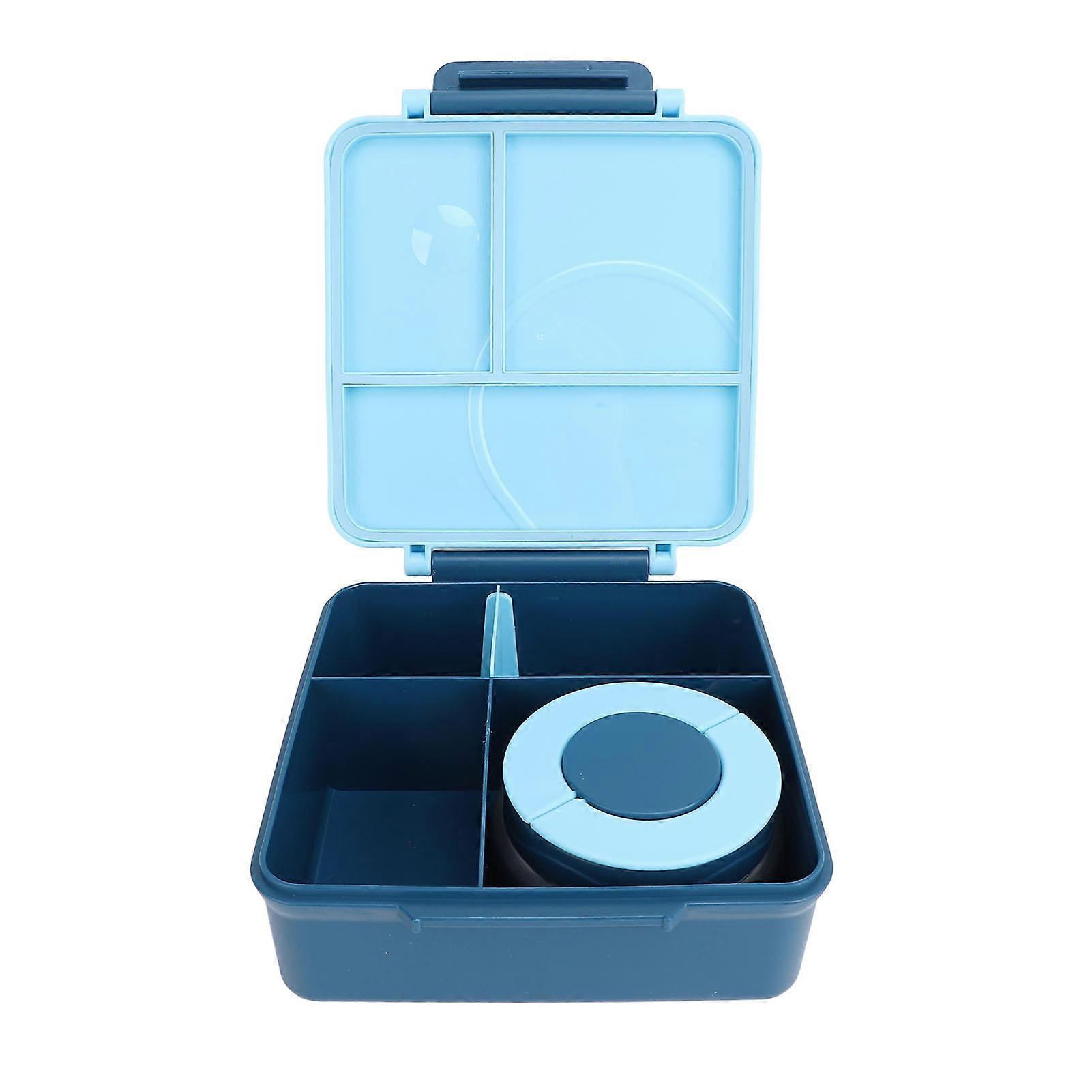 Lunch Container with Handle Sealed Multi Compartments Dishwasher Safe Lunch Box Container for Office School Blue 