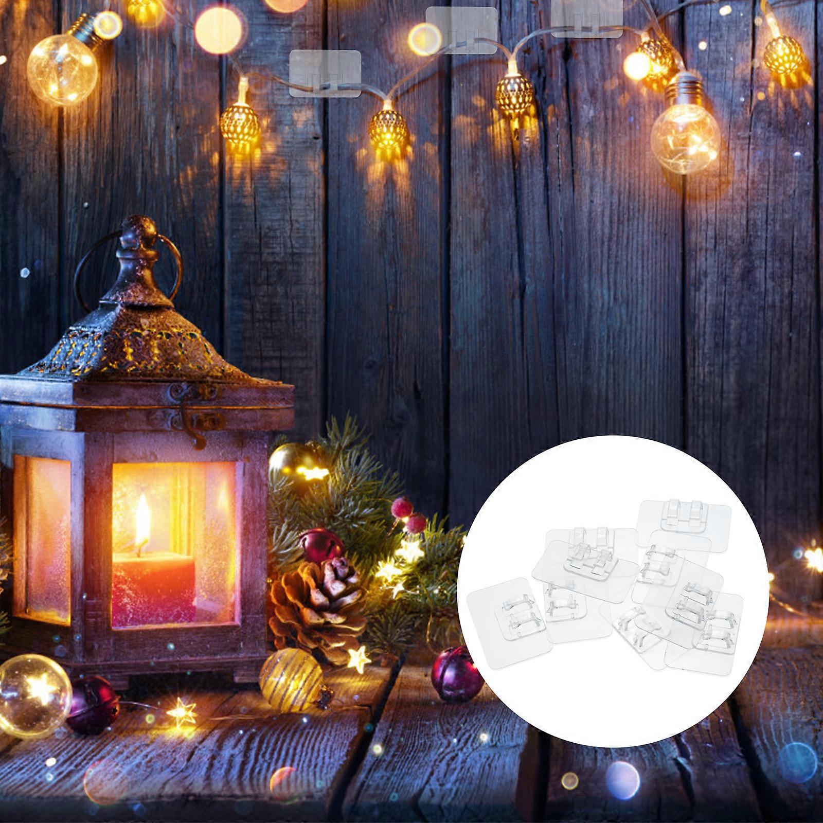 100pcs Lamp String Lights Hooks No Punch Hooks Patch Shelf Snap Clip Transparent Sticky Hooks