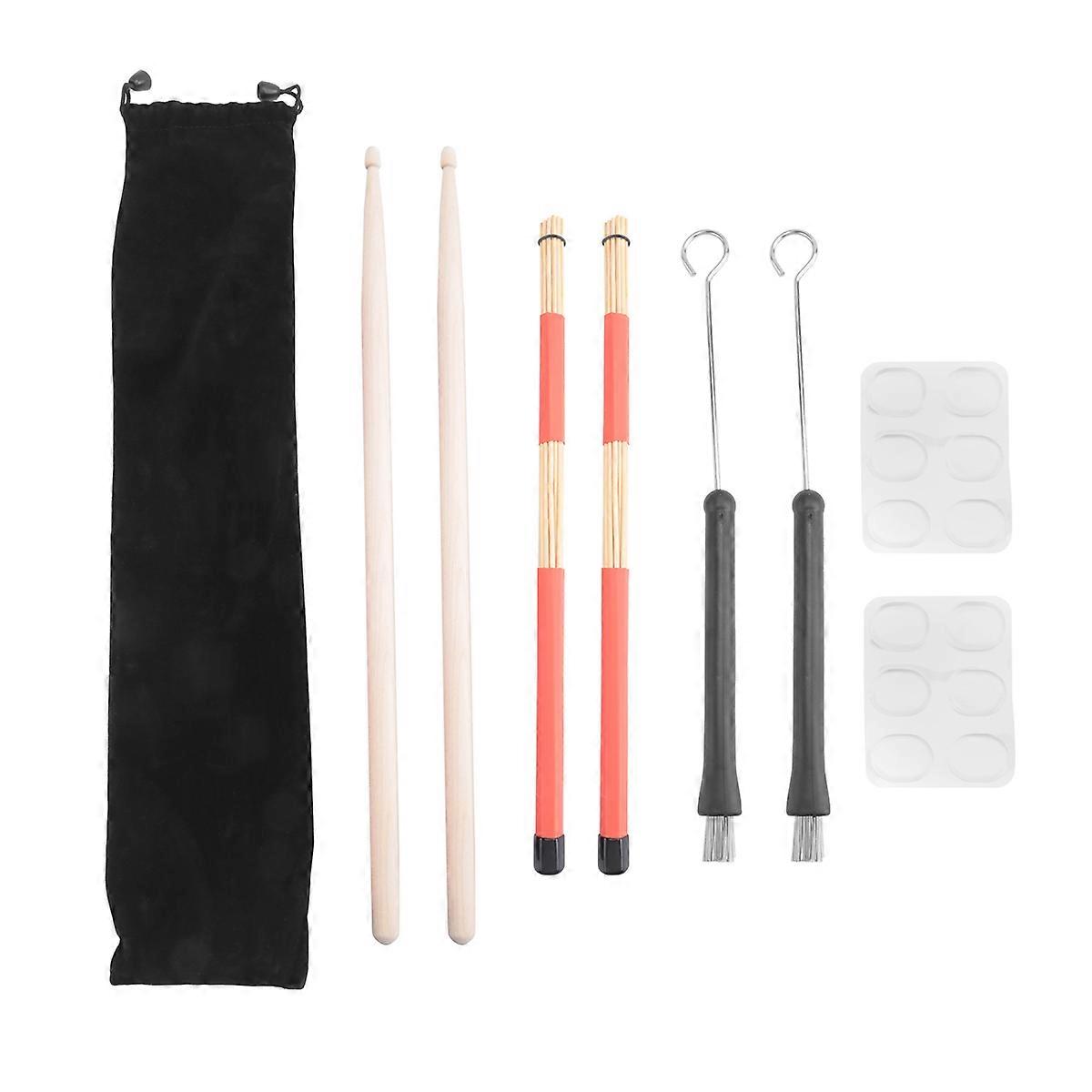 Drum Sticks Set,5A Maple Wood Drum Sticks,Drum Rods Brushes,with Bag