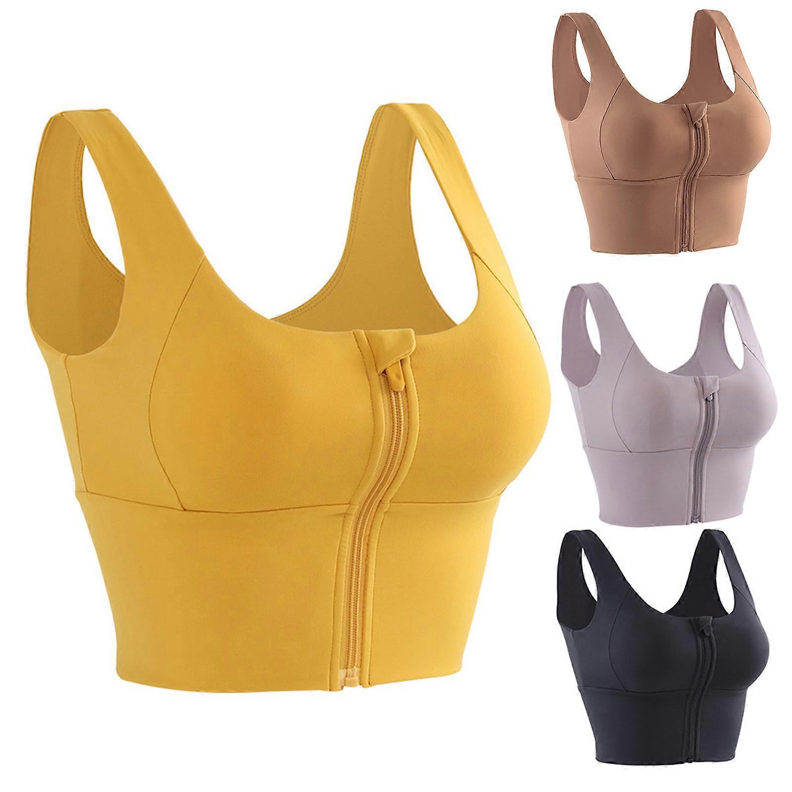 Zip Front Sports Bra for Women Longline Padded Front Zipper Closure Sports Bras for Running Yoga Workout Sportswear  black