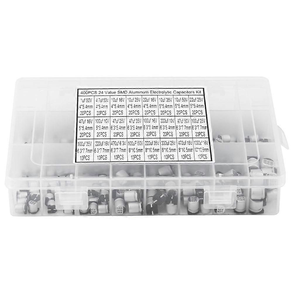 400pcs 24 Values SMD Aluminum Electrolytic Capacitor Assorted Kit 1uF - 1000uF