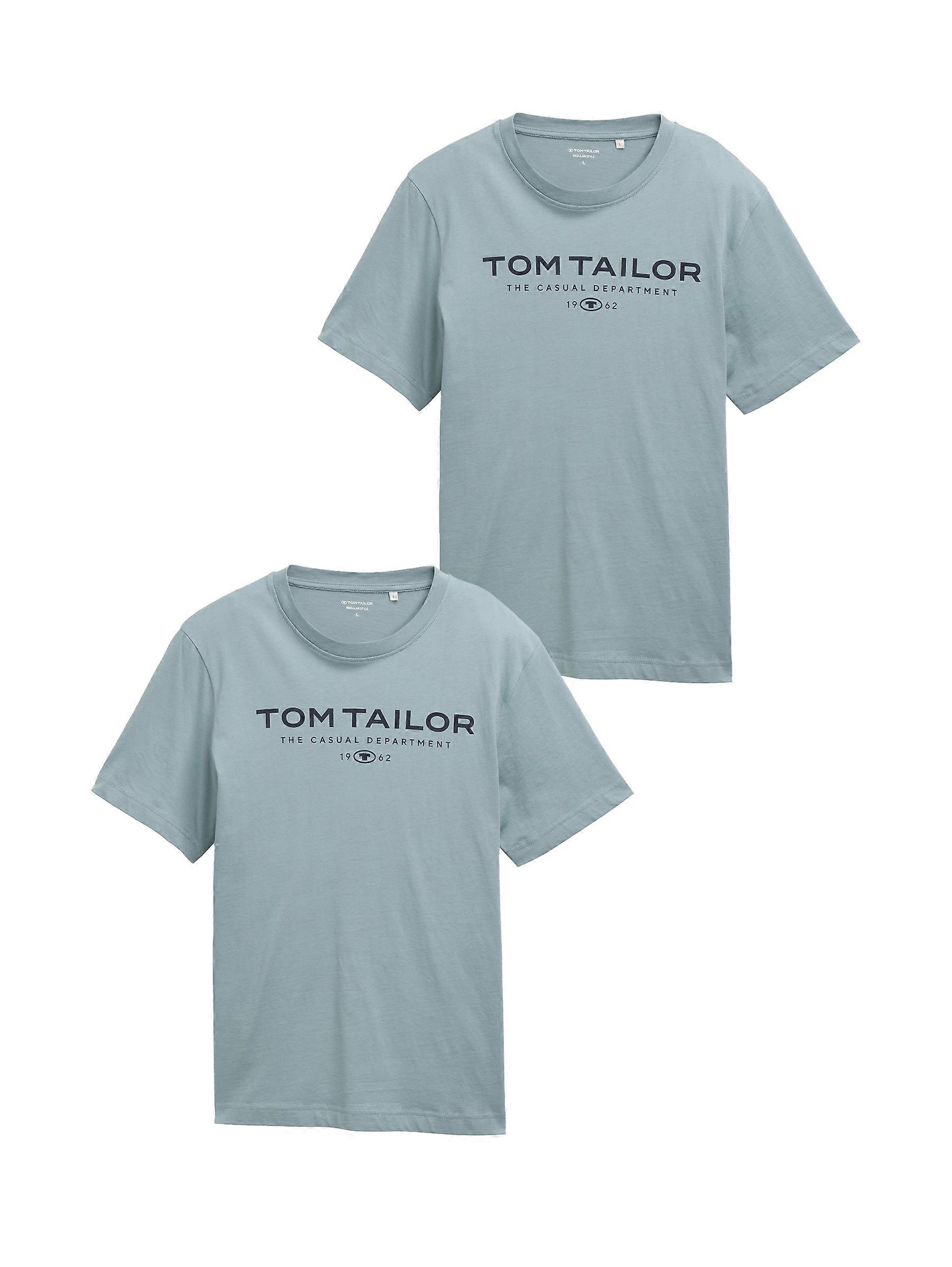2er-SET Tom Tailor T-Shirt Herren Casual Department Logo Print 1962
