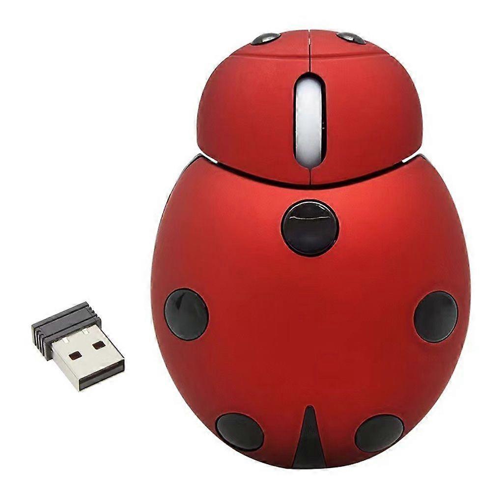 Wireless Mouse 2.4GHz Small Ladybug Cartoon Mouse Suitable for Gaming Office