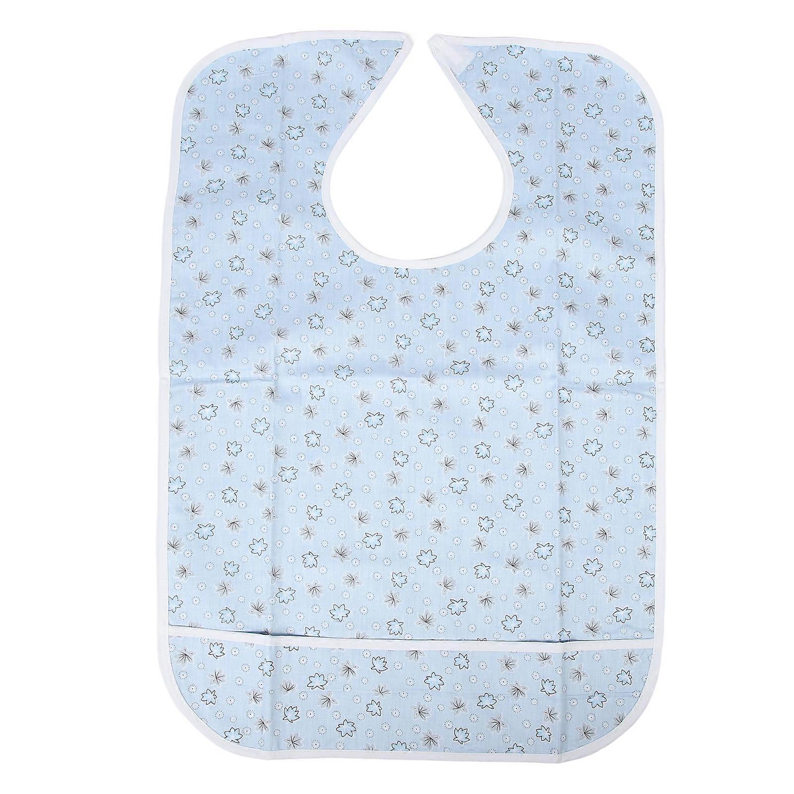 Adult Cotton Bib, Blue Floral Pattern, Hook and Loop, Crumb Catcher, for Nursing Home, 50cm Wide and 80cm Long