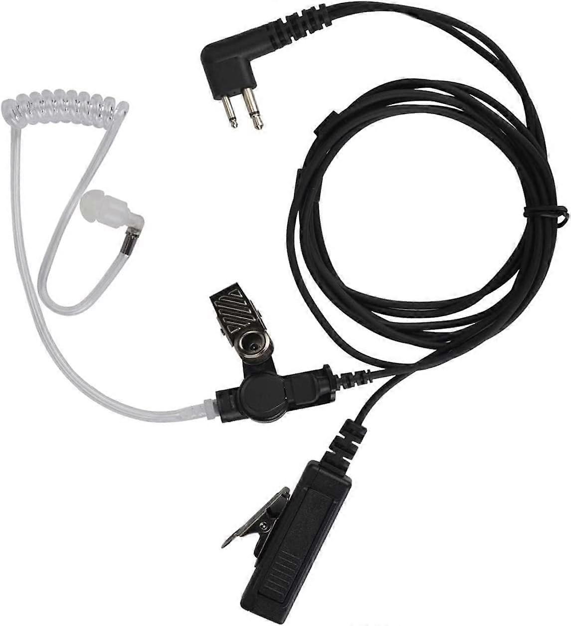 对讲机听筒声学管耳片耳机带麦克风，适用于 CP100 CP185 收音机（黑色）