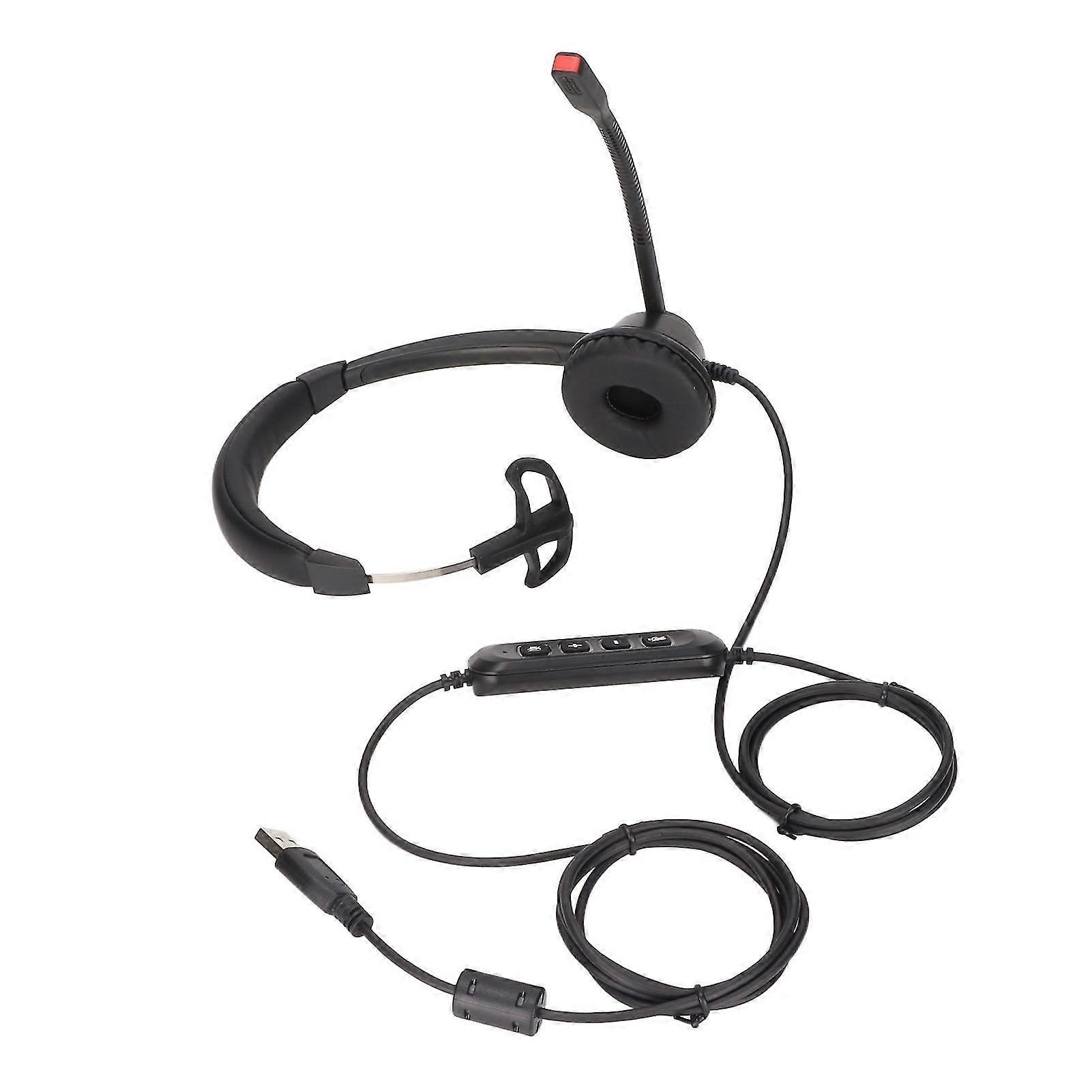 USB Business Headset Single Sided Ear Headphone Supports Speaker Volume Adjustment Mic Mute Volume One Key Mute