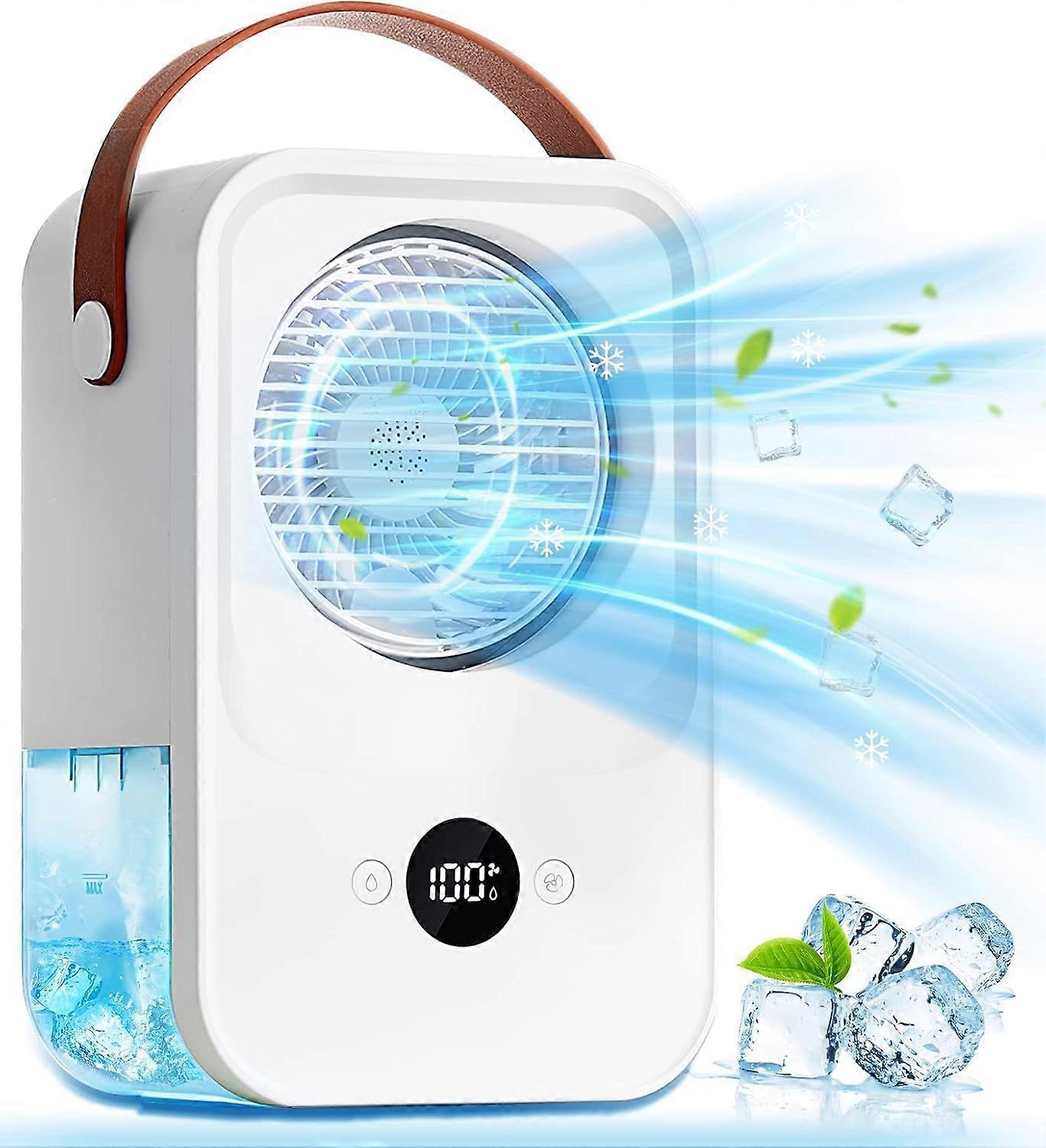 Air Conditioners Fan with Voice Control,4000mAh Rechargeable Battery Operated Mini AC