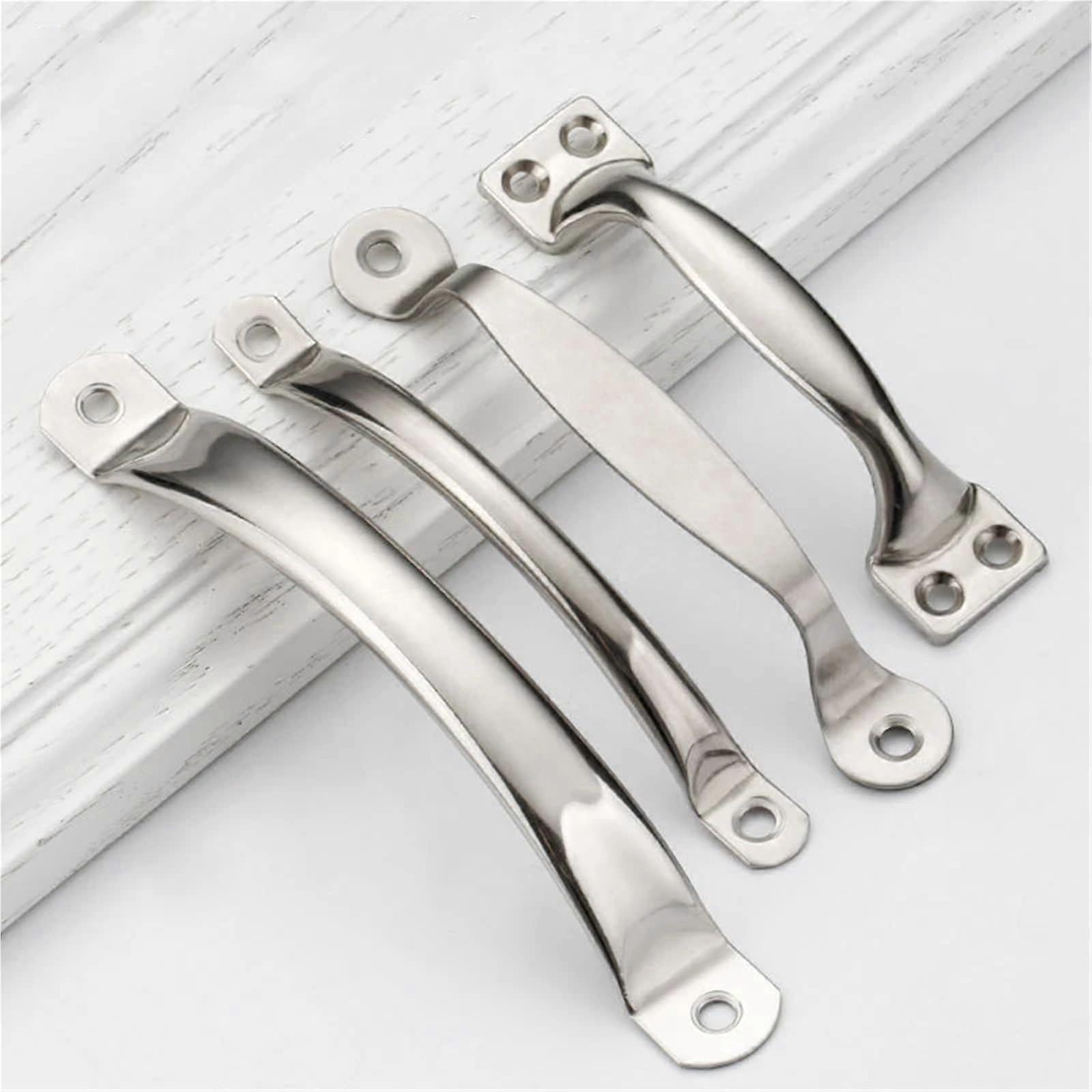 Minimalist Stainless Steel Door Handle Set for Bathroom Cabinet and Drawer Flush Handles, 2Pcs, Silver 7810Big