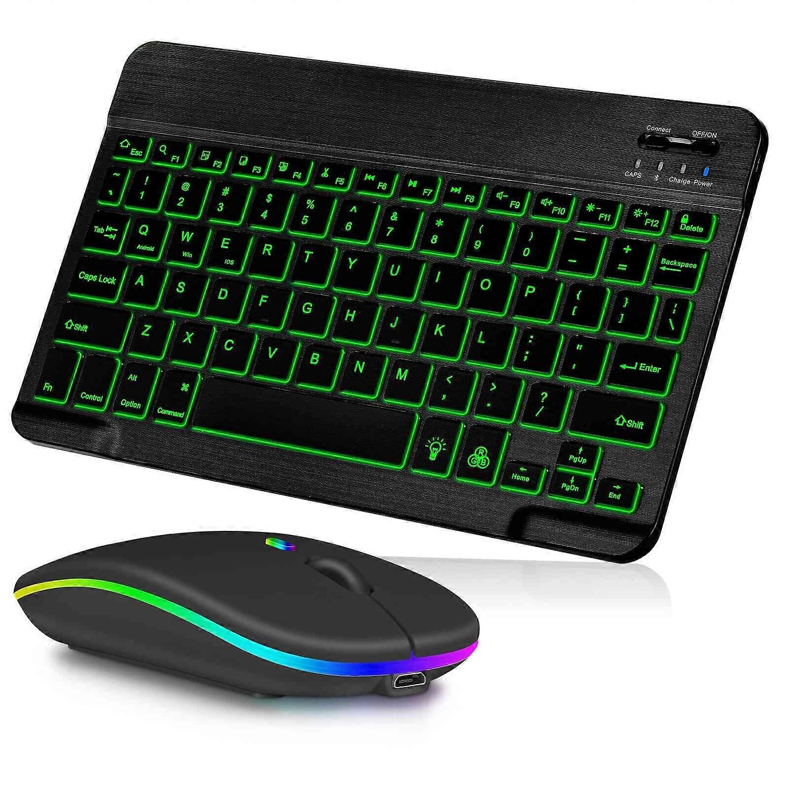 UX030 Lightweight Keyboard and Mouse with RGB Backlighting, Multi-Device Slim Rechargeable Bluetooth 5.1 Compatible with HP Envy x360