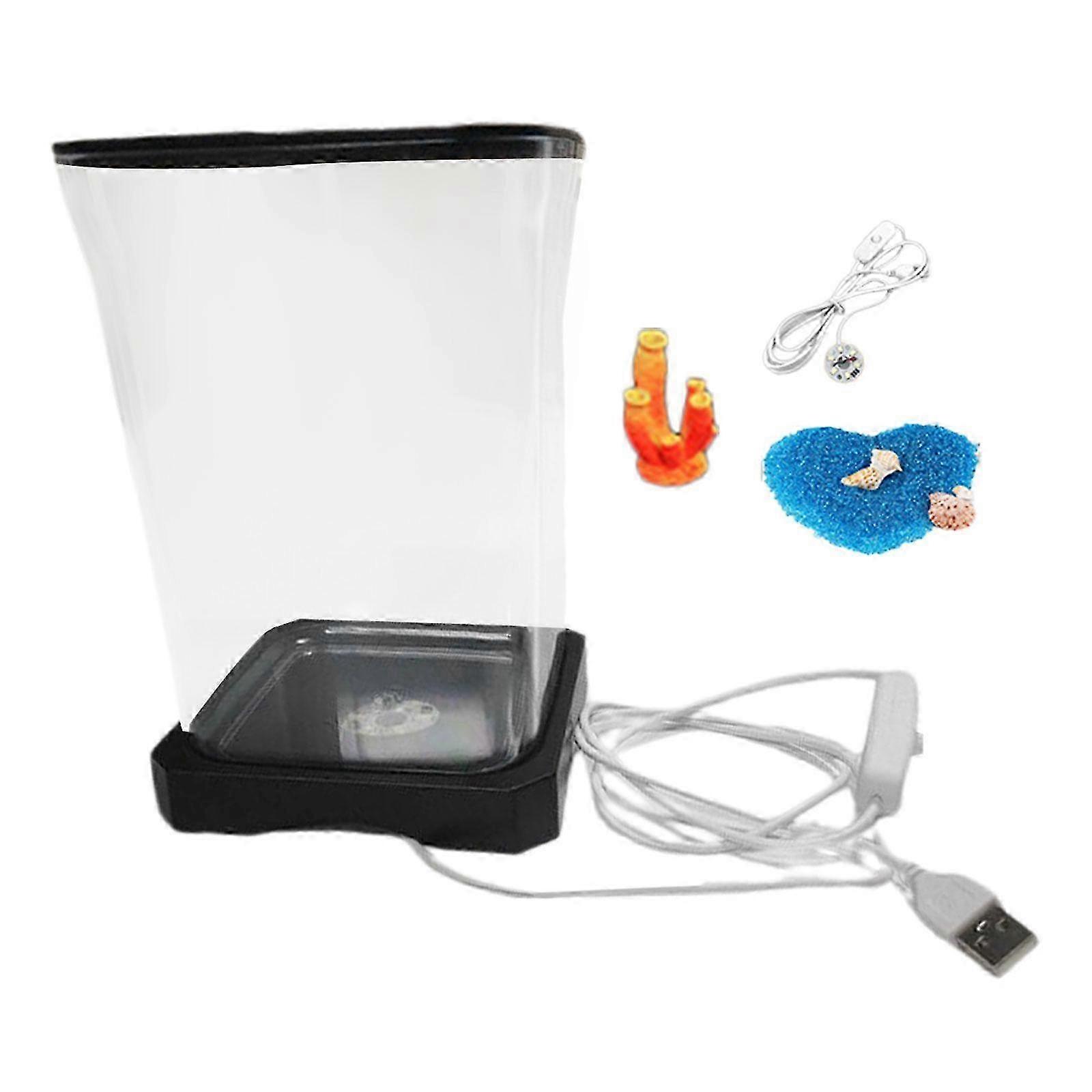Compact Multifunctional Aquarium Breeding Tank with LED Light, Durable Design for Desktop Office Use