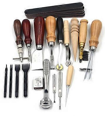 18pcs Leather Craft Tools Punch Kit Stitching Working Stitching Groover Sewing Set