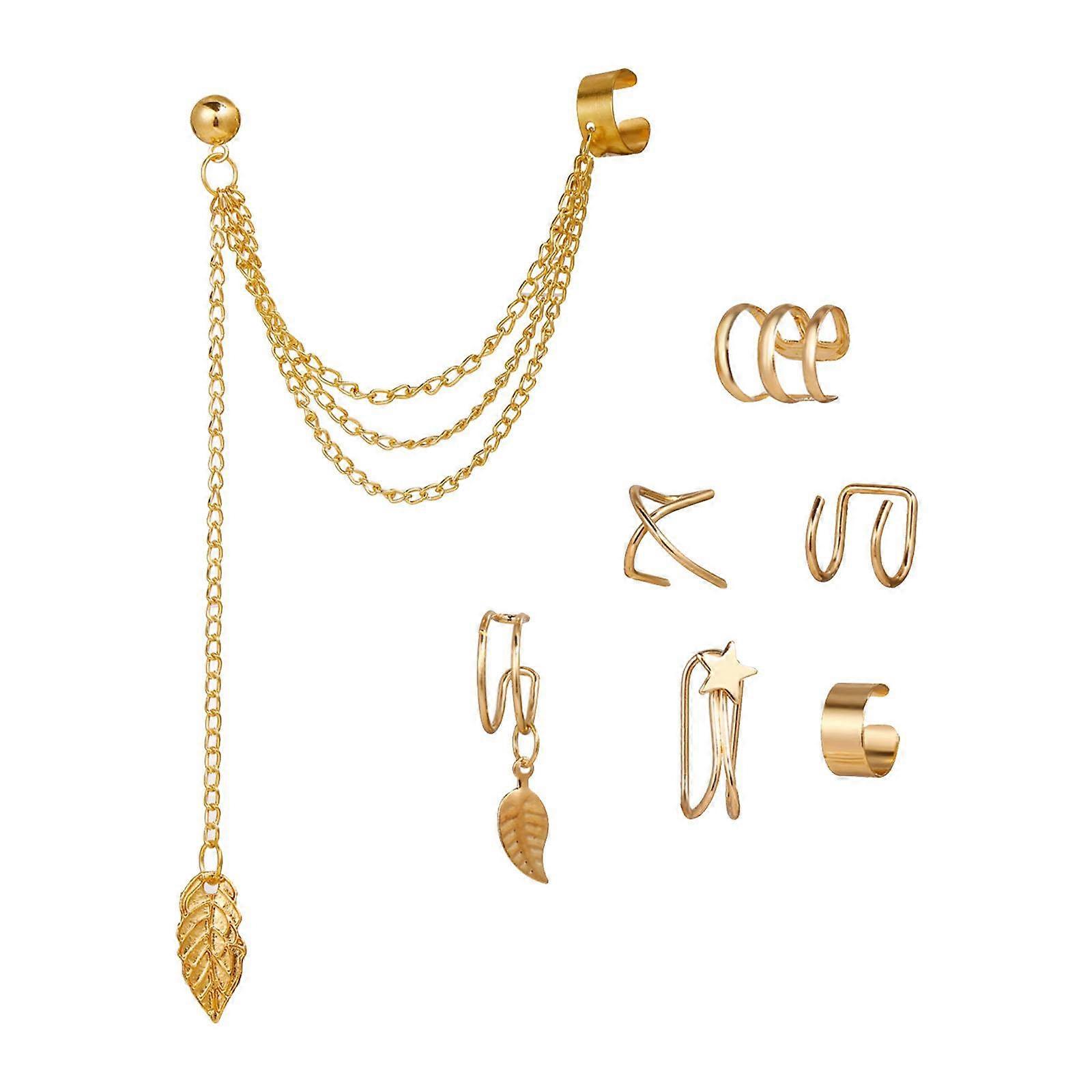 7 Adet Kulak Klipsi Küpe Charms Bohemian Dekor Yaratıcı Alaşım Hafif için