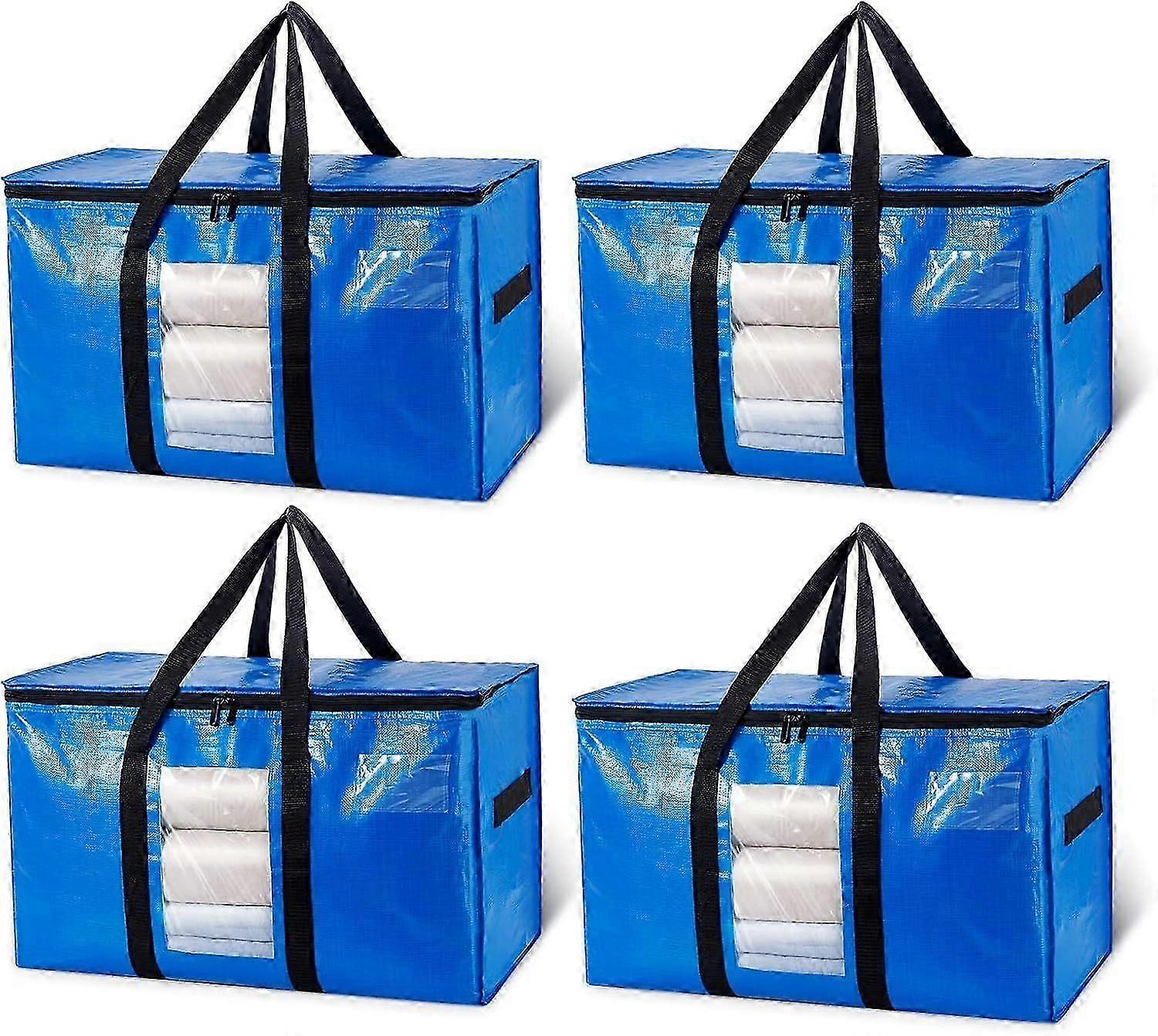 Moving Bags Extra Large Storage Bags 4 Pack, Clear Window Reinforced
