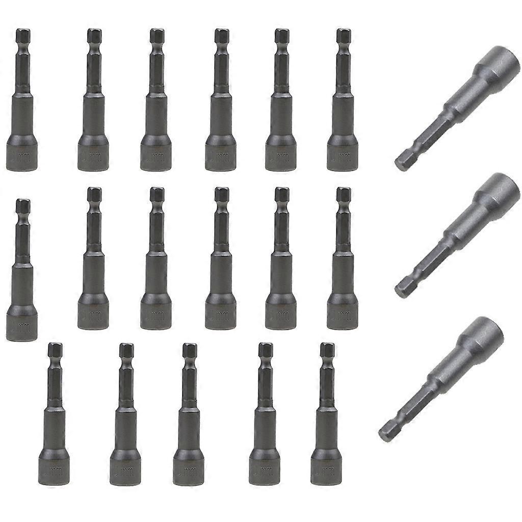 20pcs 1/4'' Socket Bit Hex Adapter Drill Nut Driver 10mm Power Bar for Tools